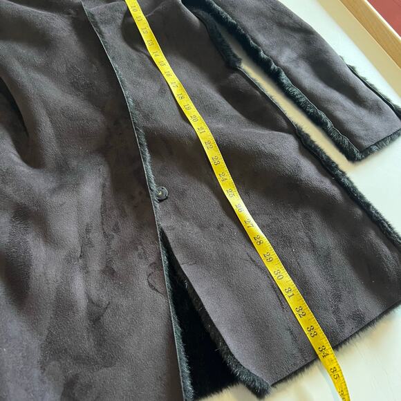 H&M Black Faux Suede & Faux Fur Coat (Size 2 ) - Picture 11 of 12